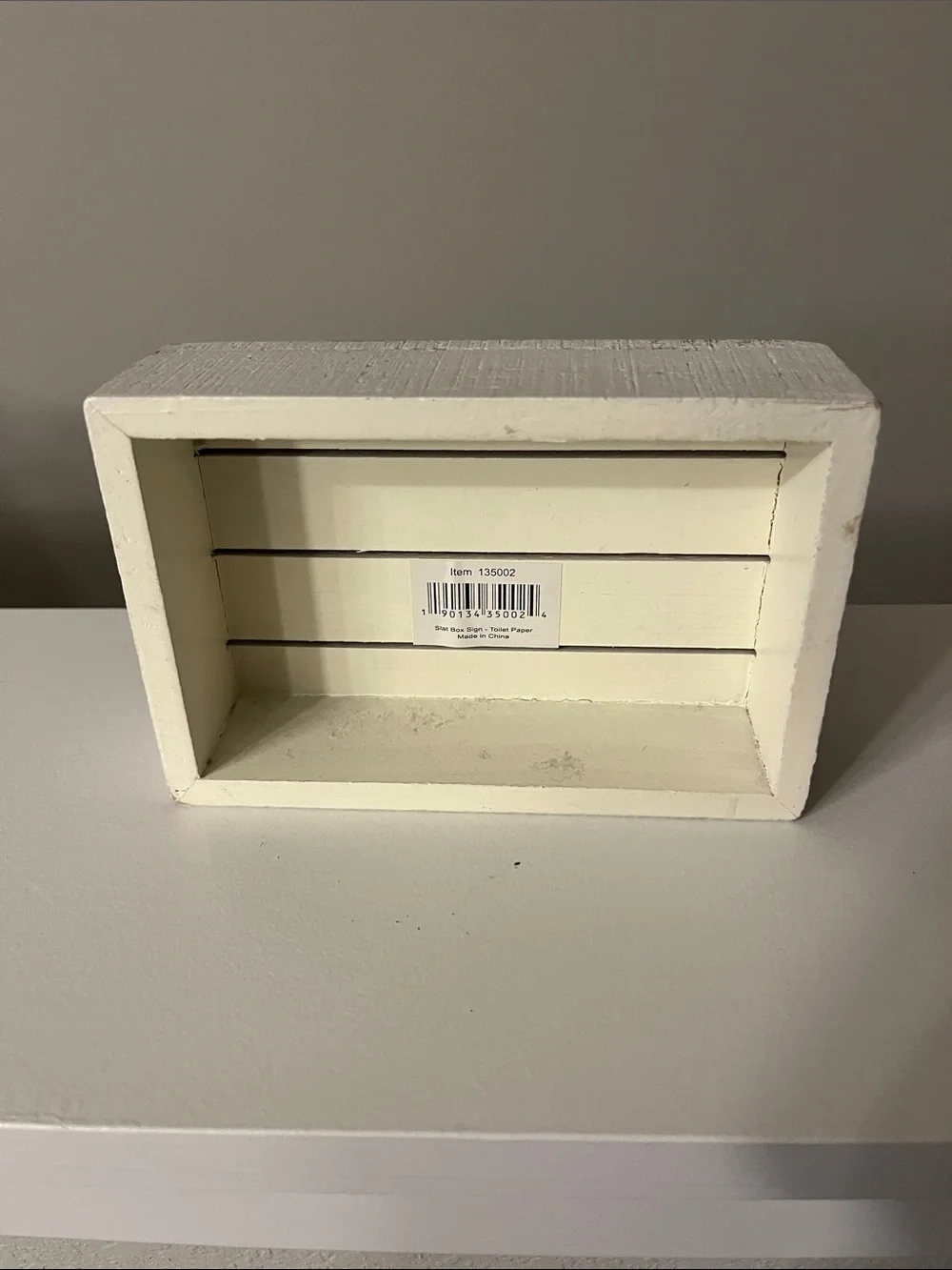 Gray & white Wooden Slat Box Bathroom Sign - 'Changing the Toilet Paper'